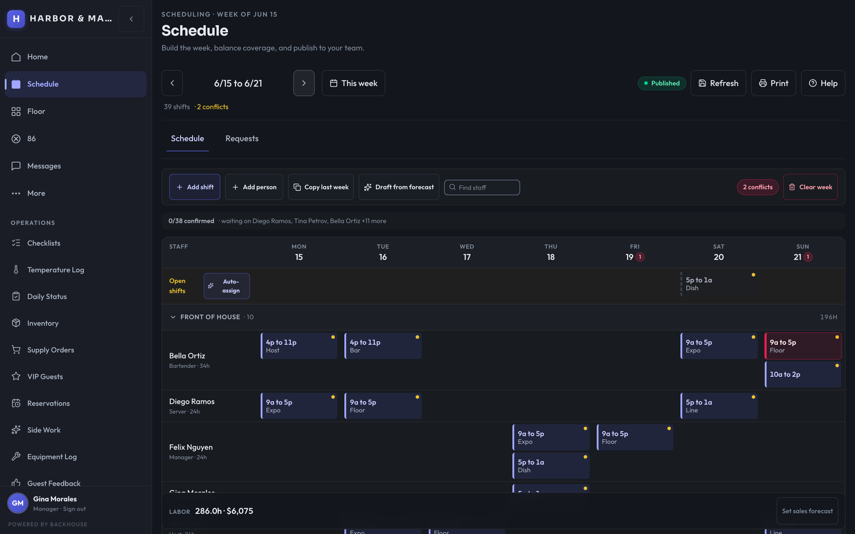 Weekly schedule builder